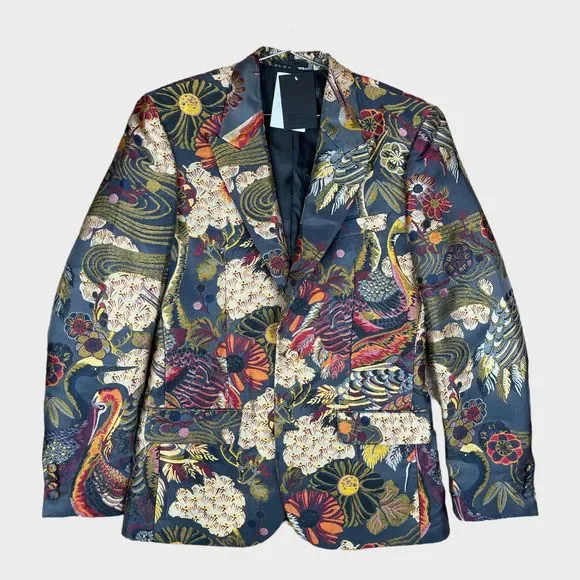 NWT ASOS EDITION Slim Suit 2-pc Jacket 38 Pants 31x30 Jacquard LIMITED EDITION - Picture 6 of 8